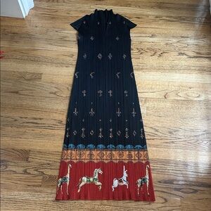 Issey Miyake Pleats Please Rare Carousel Print Dress